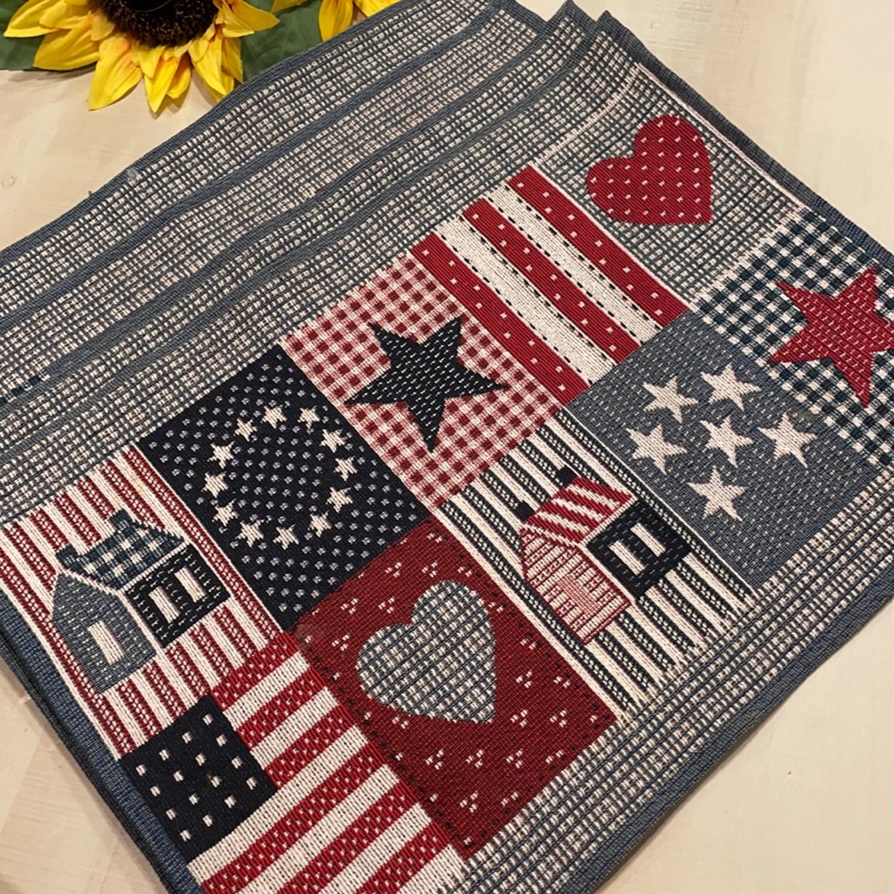 Red, White, & Blue  American Flag Placemats Set of 4